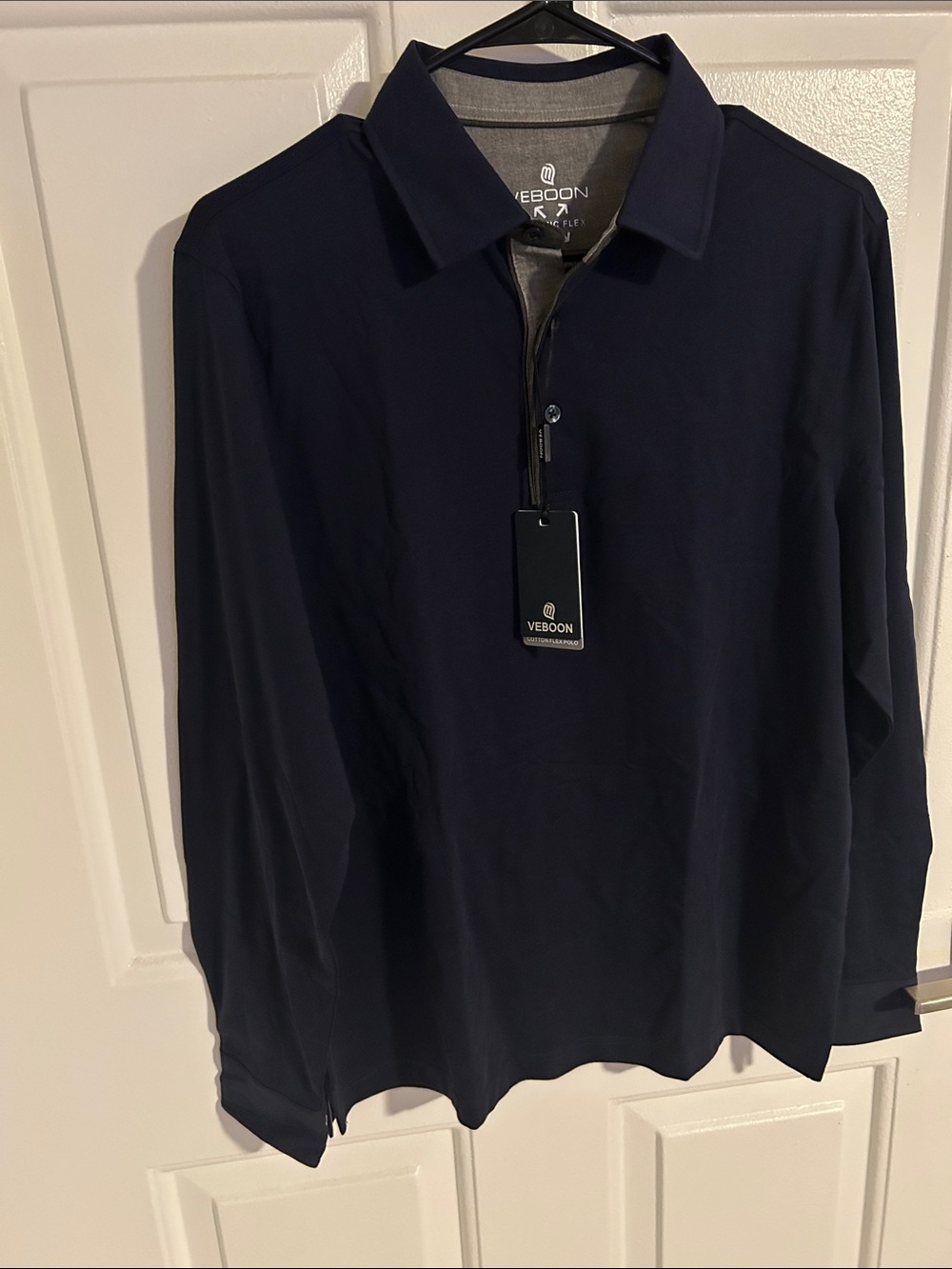 Venom Men's Cotton Flex Navy Long-Sleeve Polo Shirt Sz S